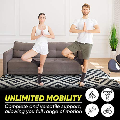 POWERLIX Ankle Brace Compression Support Sleeve (Pair) for Injury Recovery, Joint Pain and More. Achilles Tendon Support, Plantar Fasciitis Foot Socks with Arch Support, Eases Swelling (Black-2, Large) by PowerLix