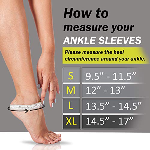 POWERLIX Ankle Brace Compression Support Sleeve (Pair) for Injury Recovery, Joint Pain and More. Achilles Tendon Support, Plantar Fasciitis Foot Socks with Arch Support, Eases Swelling (Black-2, Large) by PowerLix