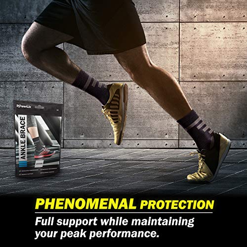 POWERLIX Ankle Brace Compression Support Sleeve (Pair) for Injury Recovery, Joint Pain and More. Achilles Tendon Support, Plantar Fasciitis Foot Socks with Arch Support, Eases Swelling (Black-2, Large) by PowerLix