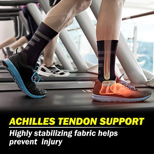 POWERLIX Ankle Brace Compression Support Sleeve (Pair) for Injury Recovery, Joint Pain and More. Achilles Tendon Support, Plantar Fasciitis Foot Socks with Arch Support, Eases Swelling (Black-2, Large) by PowerLix