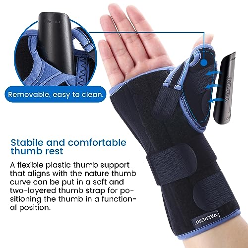 VELPEAU Wrist Brace with Thumb Spica Splint for De Quervain's Tenosynovitis, Carpal Tunnel Pain, Stabilizer for Tendonitis, Arthritis, Sprains & Fracture Forearm Support Cast (Regular, Right Hand-M) by 