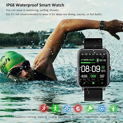Smart Watch for Android Phone and iPhone Compatible, Hongmed Body Temperature Health Watch with Blood Pressure Oxygen Monitor for Men Women, IP67 Waterproof Fitness Tracker Steps Calorie Counter Black from Hongmed
