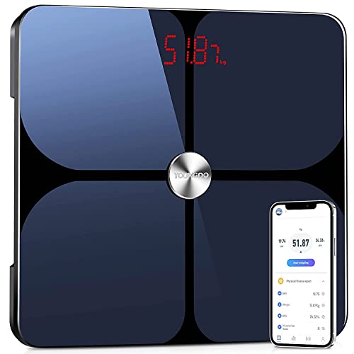 Body Fat Scales Smart BMI Scale, YOUNGDO Digital Bathroom Scales for Body Weight, Body Composition Monitor Health Analyzer Weight Scale, Unlimited Users, APP (Blue) by YOUNGDO