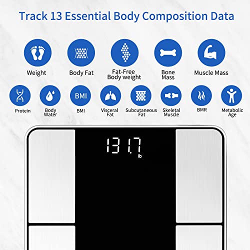 Vitafit Body Fat Scale,Smart Digital Scale for Body Weight and BMI Bathroom Weighing Scales, Wireless Body Composition Analyzer with Health Monitor sync Apps,Black by Vitafit