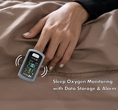 EMAY Sleep Oxygen Monitor with PC Software & App | Bluetooth Pulse Oximeter Rechargeable for Overnight & Continuous SpO2 Tracking with 72 Hours Built-in Memory | Gives Informative Report & Analysis by EMAY