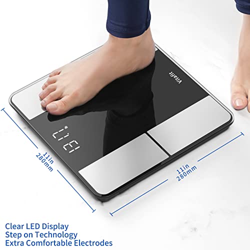 Vitafit Body Fat Scale,Smart Digital Scale for Body Weight and BMI Bathroom Weighing Scales, Wireless Body Composition Analyzer with Health Monitor sync Apps,Black by Vitafit