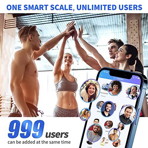 Body Fat Scales Smart BMI Scale, YOUNGDO Digital Bathroom Scales for Body Weight, Body Composition Monitor Health Analyzer Weight Scale, Unlimited Users, APP (Blue) by YOUNGDO
