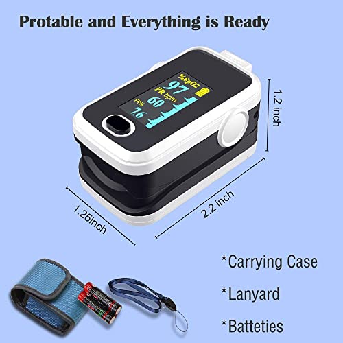 Pulse oximeter fingertip with Plethysmograph and Perfusion Index, Portable Blood Oxygen Saturation Monitor for Heart Rate and SpO2 Level, O2 Monitor Finger for Oxygen,Pulse Ox,Oximetro, (Black-White) from SHENZHEN AEON TECHNOLOGY CO.,LTD