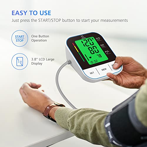 Comfier Blood Pressure Monitor, Automatic Upper Arm Blood Pressure Machine, Accurate BP Monitor with Large LCD display & Adjustable Wrist Cuff 8.7-15.7 inch for Home Use, 2Ã120 Sets Memory, Carry Case by Comfier