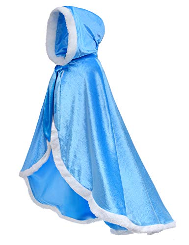 Party Chili Fur Princess Hooded Cape Cloaks Costume for Girls Dress Up Blue 2-3 Years(100cm) by 