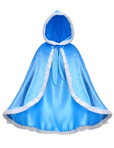 Party Chili Fur Princess Hooded Cape Cloaks Costume for Girls Dress Up Blue 2-3 Years(100cm) by 