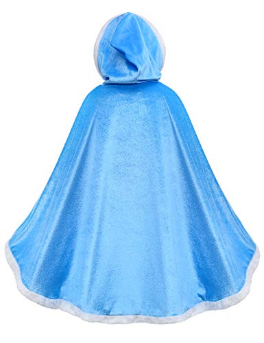 Party Chili Fur Princess Hooded Cape Cloaks Costume for Girls Dress Up Blue 2-3 Years(100cm) by 