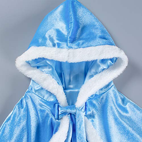 Party Chili Fur Princess Hooded Cape Cloaks Costume for Girls Dress Up Blue 2-3 Years(100cm) by 