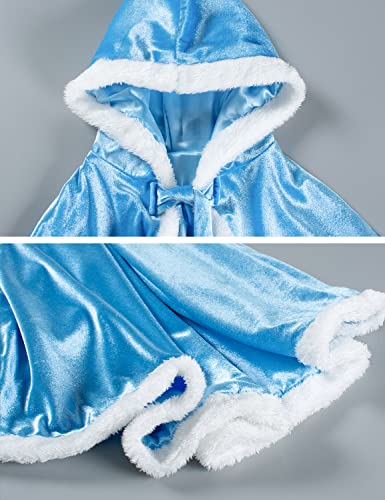 Party Chili Fur Princess Hooded Cape Cloaks Costume for Girls Dress Up Blue 2-3 Years(100cm) by 