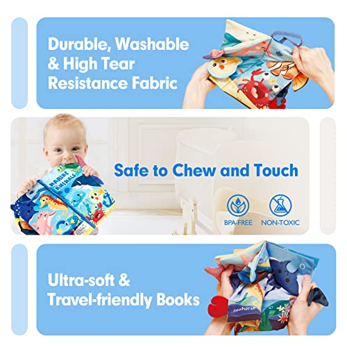 Baby Books 0-6 Months,Infant Tummy Time Toys High Contrast Sensory Baby Toys 6 to 12 Months Touch Feel Book Gift Christmas Stocking Stuffers for Boys Girls 0-3 Months Book Early Learning Stroller Toy by CubicFun Toys Industrial Co., Ltd.
