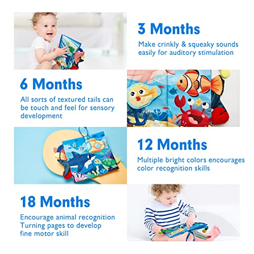 Baby Books 0-6 Months,Infant Tummy Time Toys High Contrast Sensory Baby Toys 6 to 12 Months Touch Feel Book Gift Christmas Stocking Stuffers for Boys Girls 0-3 Months Book Early Learning Stroller Toy by CubicFun Toys Industrial Co., Ltd.
