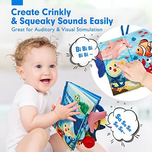 Baby Books 0-6 Months,Infant Tummy Time Toys High Contrast Sensory Baby Toys 6 to 12 Months Touch Feel Book Gift Christmas Stocking Stuffers for Boys Girls 0-3 Months Book Early Learning Stroller Toy by CubicFun Toys Industrial Co., Ltd.