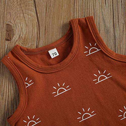 2Pcs Baby Boy Summer Clothes Boho Sunshine Printed Tank Top Shorts Set Brown 18-24 Months from 