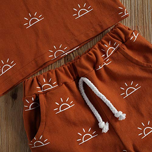 2Pcs Baby Boy Summer Clothes Boho Sunshine Printed Tank Top Shorts Set Brown 18-24 Months from 