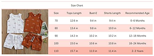 2Pcs Baby Boy Summer Clothes Boho Sunshine Printed Tank Top Shorts Set Brown 18-24 Months from 
