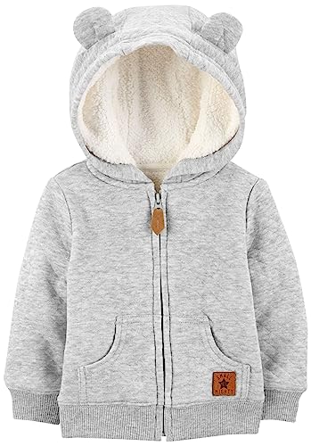 Simple Joys by Carter's Baby Neutral Hooded Sweater Jacket with Sherpa Lining, Gray, 3-6 Months by Simple Joys by Carter's