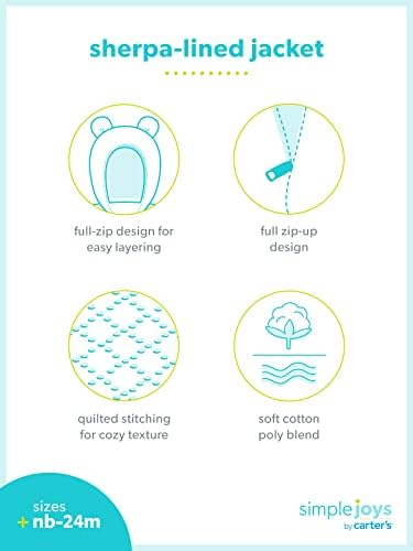 Simple Joys by Carter's Baby Neutral Hooded Sweater Jacket with Sherpa Lining, Gray, 3-6 Months by Simple Joys by Carter's