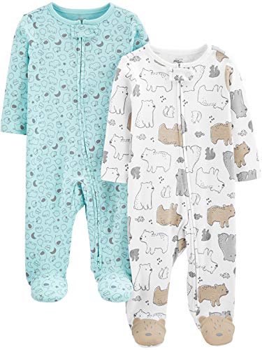 Simple Joys by Carter's Baby Neutral 2-Pack Cotton Footed Sleep and Play, Bear/Animal Print, 3-6 Months from Simple Joys by Carter's