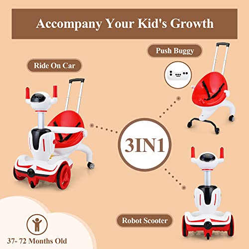 TOBBI Three-in-one Kid's Electric Robot Buggy Toy Car Vehicle Children's Carriage w/ Remote Control, Speed Adjustment and Emergency Stop, Red from TOBBI