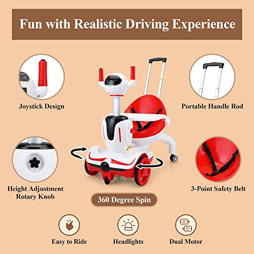 TOBBI Three-in-one Kid's Electric Robot Buggy Toy Car Vehicle Children's Carriage w/ Remote Control, Speed Adjustment and Emergency Stop, Red from TOBBI