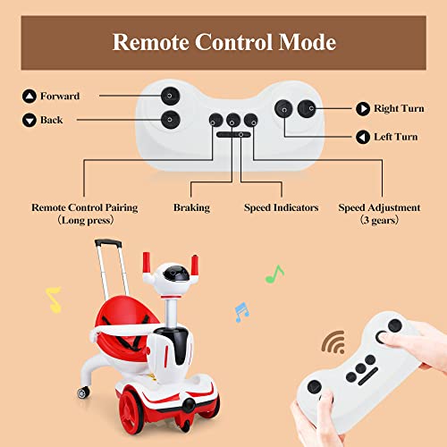 TOBBI Three-in-one Kid's Electric Robot Buggy Toy Car Vehicle Children's Carriage w/ Remote Control, Speed Adjustment and Emergency Stop, Red from TOBBI