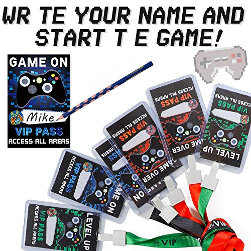 51 Pack Video Game Party Favors Set, Gaming VIP Pass Holder Ticket Candy Tubes Keychain Bracelet Gamer Party Bag for Game Themed Birthday Party Baby Shower Supplies from foci cozi