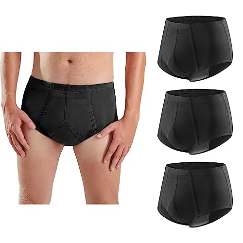 Men's Incontinence Underwear 3-Packs Bladder Control Briefs Washable Urinary Underwear for Men Cotton Incontinence Briefs with Front Absorption Area Incontinence Boxer Briefs by CARE