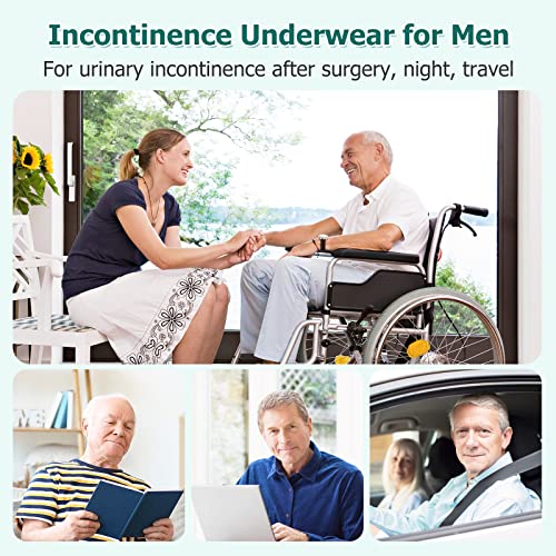 Men's Incontinence Underwear 3-Packs Bladder Control Briefs Washable Urinary Underwear for Men Cotton Incontinence Briefs with Front Absorption Area Incontinence Boxer Briefs by CARE
