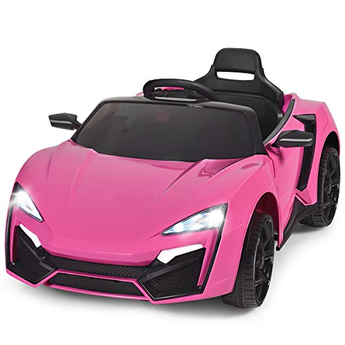 Costzon Ride on Car, 12V Battery Powered Electric Vehicle w/ Manual & Remote Control Modes, LED Lights, Horn, Music, MP3, USB, TF, 3 Speeds, Spring Suspension, Ride on Toy for Boys & Girls (Pink) from Costzon