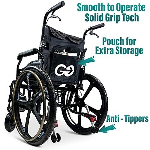 MALISA Premium Wheelchair for Adults, Lightweight Foldable Transport Wheelchairs, Ultralight Folding Wheel Chair, Comfortable Transfer Chair (Blue Design, Special Edition) by SHENZHEN CHITADO TECHNOLOGY CO LTD