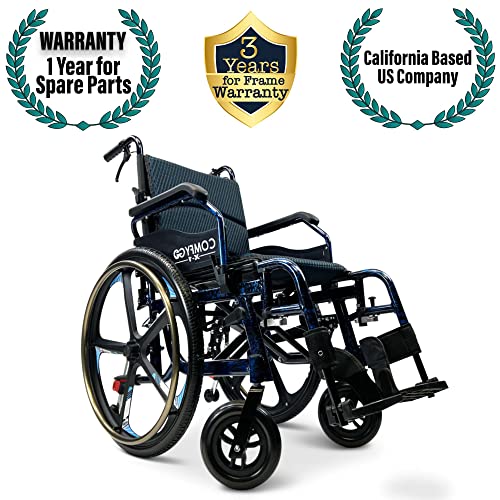 MALISA Premium Wheelchair for Adults, Lightweight Foldable Transport Wheelchairs, Ultralight Folding Wheel Chair, Comfortable Transfer Chair (Blue Design, Special Edition) by SHENZHEN CHITADO TECHNOLOGY CO LTD