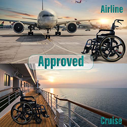 MALISA Premium Wheelchair for Adults, Lightweight Foldable Transport Wheelchairs, Ultralight Folding Wheel Chair, Comfortable Transfer Chair (Blue Design, Special Edition) by SHENZHEN CHITADO TECHNOLOGY CO LTD