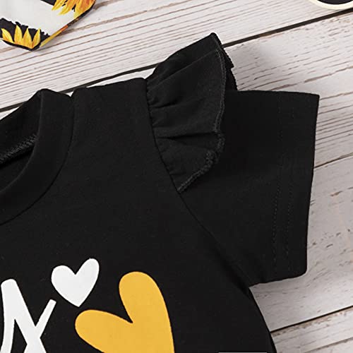Toddler Baby Girl Clothes Set My Only Sunshine Cute Ruffle Short Sleeve Top Sunflower Flared Pants Summer Baby Girl Outfits 12-18Months by 
