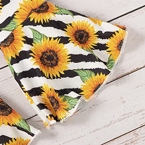 Toddler Baby Girl Clothes Set My Only Sunshine Cute Ruffle Short Sleeve Top Sunflower Flared Pants Summer Baby Girl Outfits 12-18Months by 