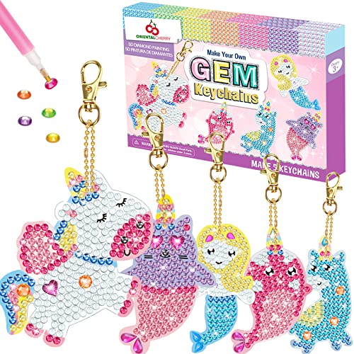 ORIENTAL CHERRY Arts and Crafts for Kids Ages 8-12 - Make Your Own GEM Keychains - 5D Diamond Painting by Numbers Art Kits for Girls Kids Toddler Ages 3-5 4-6 6-8 from ORIENTAL CHERRY