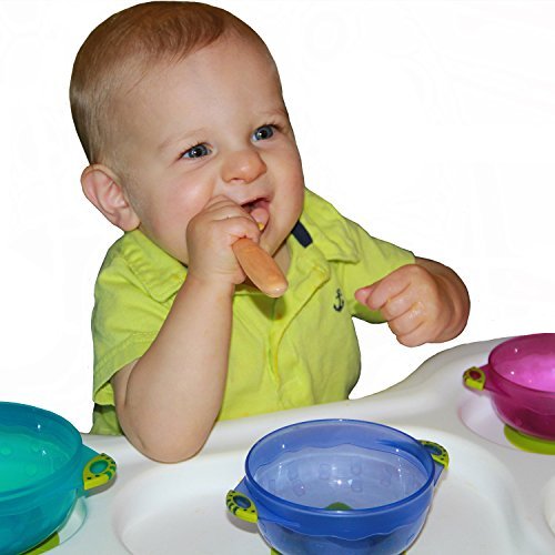 Baby Bowls and Matching Lids - Suction Cup Bowls for Babies, Toddlers & Infants - Set of 3 Sizes - 6 Pieces by Babie B