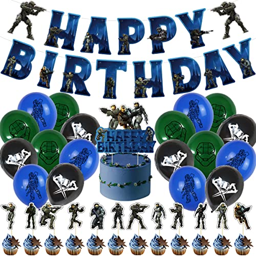 Chieftain game Birthday Party Supplieschief Decorations include Cake Topper, Cupcake Toppers, Banner, Balloons.Perfect for boys' game themed birthday party supplies by XIAOHUANXIONG