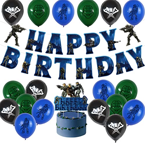 Chieftain game Birthday Party Supplieschief Decorations include Cake Topper, Cupcake Toppers, Banner, Balloons.Perfect for boys' game themed birthday party supplies by XIAOHUANXIONG