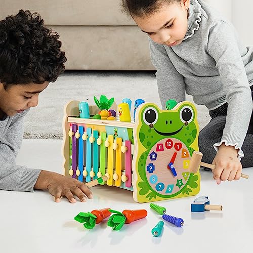 6 in 1 Wooden Montessori Toys for 1 Year Old Whack a Mole Game Hammering Pounding Toy with Xylophone Carrot Harvest Game Learning Developmental Toys Toddler Activities Gift Ages 1 2 3 4 by ShenZhen MaxLink Century Technology Co.,Ltd