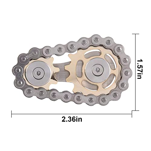Bike Chain Gear Fidget Spinner, Metal Sprocket Chain Fidget Toy, Stress Anxiety Relief Fidget Toy, Focus Finger Spinning Toy, Stainless Steel Sensory Bearings EDC Novelty Toy, Golden Plating Sprocket by EastZhen