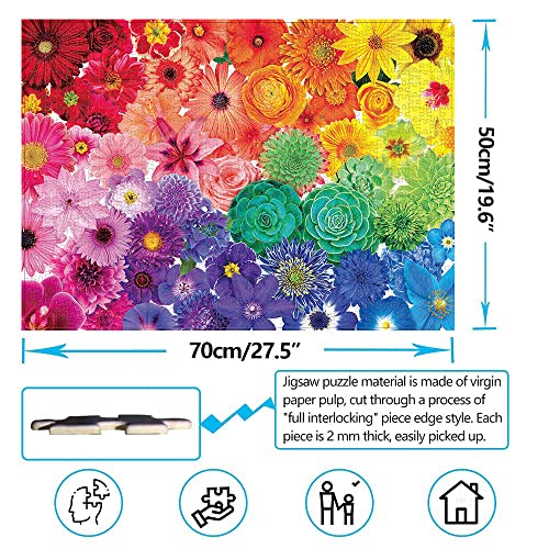 Jigsaw Puzzles 1000 Pieces for Adults,Rainbow Flower Jigsaw Puzzle,1000 Piece Jigsaw Puzzles Artwork Gifts for Adults Teens Families-27.5x19.6IN by TTXiXi