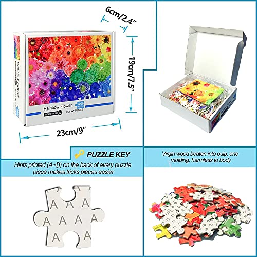 Jigsaw Puzzles 1000 Pieces for Adults,Rainbow Flower Jigsaw Puzzle,1000 Piece Jigsaw Puzzles Artwork Gifts for Adults Teens Families-27.5x19.6IN by TTXiXi