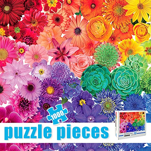 Jigsaw Puzzles 1000 Pieces for Adults,Rainbow Flower Jigsaw Puzzle,1000 Piece Jigsaw Puzzles Artwork Gifts for Adults Teens Families-27.5x19.6IN by TTXiXi