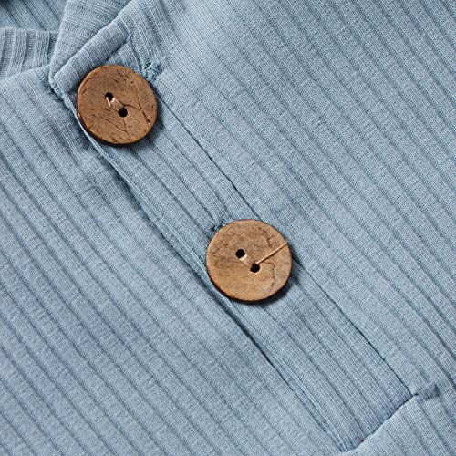 Meiweileya Newborn Baby Boy Girls Clothes Solid Ribbed Short Sleeve Romper Shorts Set Summer Outfits (Dark Blue, 0-3 Months) by Meiweileya