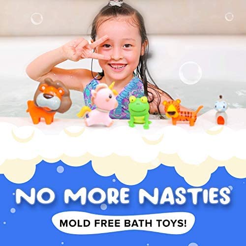 SplashEZ MoldFree Bath Toys for Babies 1M+ and Toddlers , 5 Pack Animal No Holes Bath Toys, Non Squirting Bath Toys for Tub,Beach,Pool, BPA-Free, Dishwasher-Safe, Infant Bathtub Toys from SplashEZ